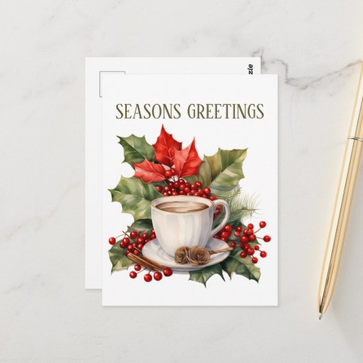 feestelijke kerstkoffie tekst toevoegen briefkaart (Voorkant / Achterkant in situ)