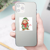 Feestelijke kerstkonijn met snoepstok sticker (Telefoon)