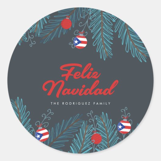 Feestelijke Kerstkoquito Puerto Ricaans Ronde Sticker (Voorkant)