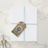 Feestelijke kerstkrans blauw , confetti cadeaulabel (Met Touw)