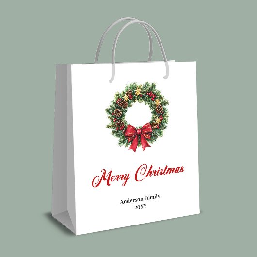 Feestelijke kerstkrans cadeautas gepersonaliseerde