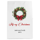 Feestelijke kerstkrans cadeautas gepersonaliseerde (Voorkant)