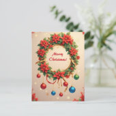Feestelijke kerstkrans 🎄✨Elegant Briefkaart (Staand voorkant)