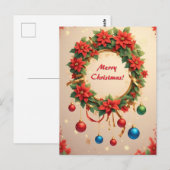 Feestelijke kerstkrans 🎄✨Elegant Briefkaart (Voorkant / Achterkant)
