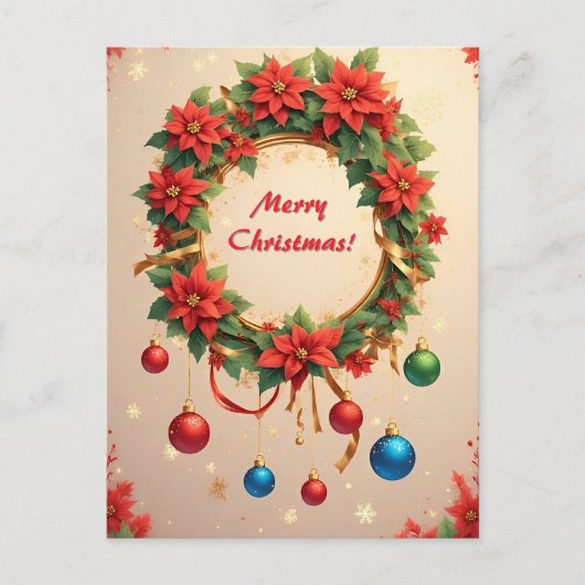 Feestelijke kerstkrans 🎄✨Elegant Briefkaart (Voorkant)