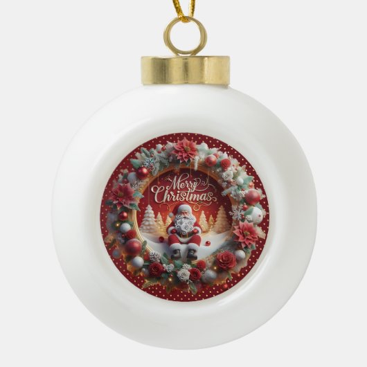 Feestelijke Kerstkrans en Vakantie Decoraties Keramische Bal Ornament (Voorkant)