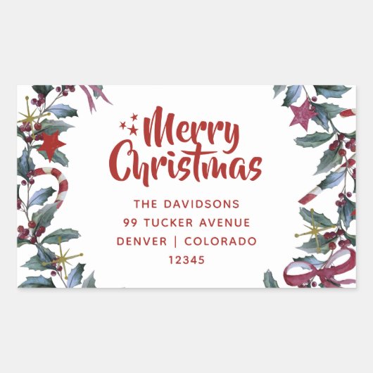 Feestelijke Kerstkrans Greenery Adres Label (Voorkant)