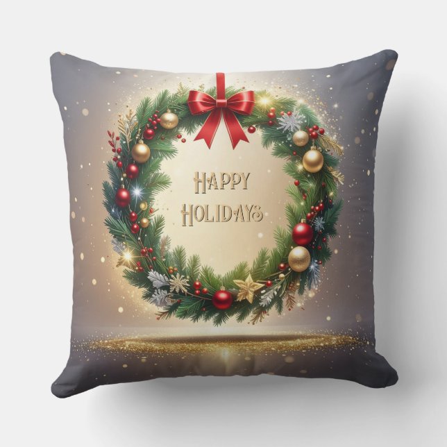 Feestelijke Kerstkrans Kerst Worp Kussen (Achterkant)