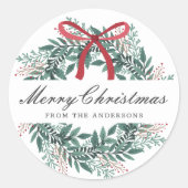 Feestelijke Kerstkrans Kerstcadeau Ronde Sticker (Voorkant)