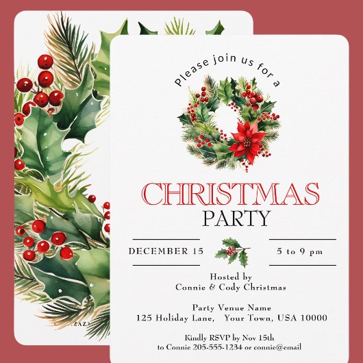 FEESTELIJKE KERSTKRANS, KERSTPARTY KAART