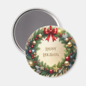 Feestelijke Kerstkrans Kerstvakantie Magneet (Voorkant / Achterkant)