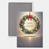 Feestelijke Kerstkrans Kerstvakantie Magneet (Voorkant / Achterkant)