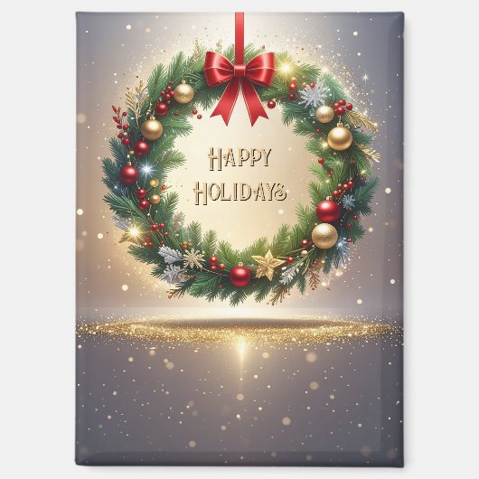 Feestelijke Kerstkrans Kerstvakantie Magneet (Voorkant)