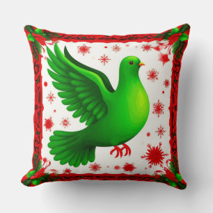 Feestelijke Kerstkrans Met Groene Duif Kussen
