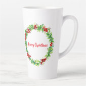 Feestelijke kerstkrans met rode bessen latte mok (Rechts)