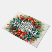 Feestelijke kerstkrans PRETTIGE FEESTDAGEN | Deurmat (Schuin)