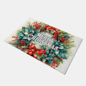 Feestelijke kerstkrans PRETTIGE FEESTDAGEN | Deurmat (Schuin)