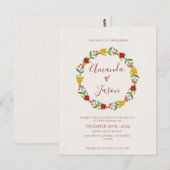 Feestelijke Kerstkrans Rode Groene Bloemenbruiloft Briefkaart (Voorkant / Achterkant)