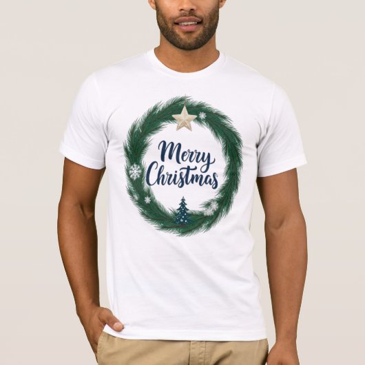 Feestelijke kerstkrans: t-shirt (Voorkant)