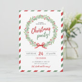 Feestelijke Kerstkrans Uitnodiging (Staand voorkant)