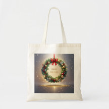 Feestelijke Kerstkrans Vakantie Boodschappentas