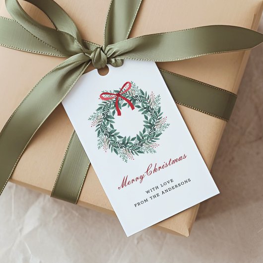 Feestelijke Kerstkrans Vakantie Cadeaulabel
