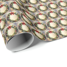 Feestelijke Kerstkrans Vakantie Inpakpapier