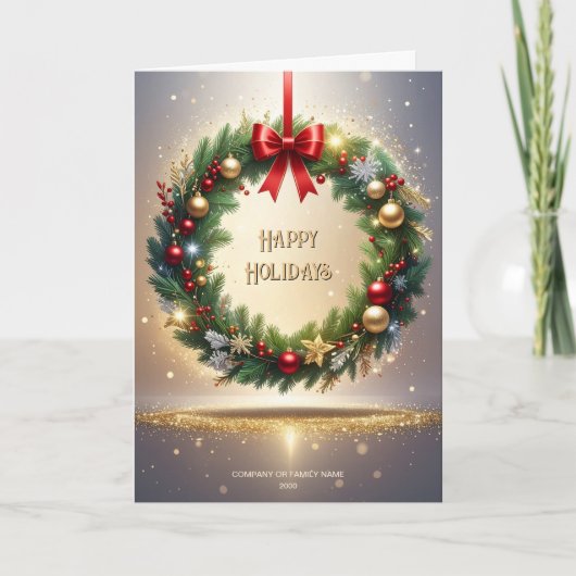 Feestelijke Kerstkrans Vakantie Kaart (Voorkant)