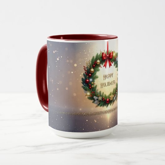 Feestelijke Kerstkrans Vakantie Mok (Voorkant links)