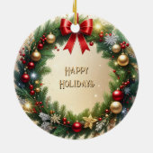 Feestelijke Kerstkrans Vakantie Ornament (Achterkant)