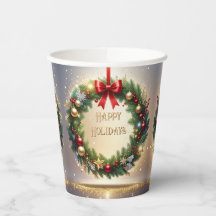 Feestelijke Kerstkrans Vakantie Papieren Bekers