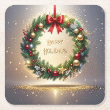Feestelijke Kerstkrans Vakantie Papieren Onderzett