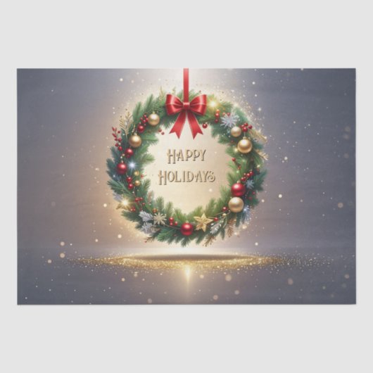 Feestelijke Kerstkrans Vakantie Tissuepapier (Voorkant)