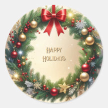 Feestelijke Kerstkrans Vakantiekleef sticker