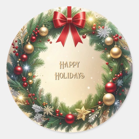 Feestelijke Kerstkrans Vakantiekleef sticker (Voorkant)