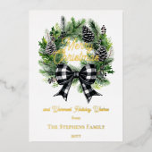 Feestelijke Kerstkrans Vrolijk Kerstfeest Niet-fot Folie Feestdagenkaart (Voorkant)