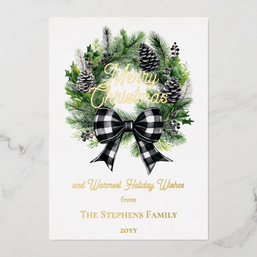 Feestelijke Kerstkrans Vrolijk Kerstfeest Niet-fot Folie Feestdagenkaart (Voorkant)
