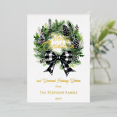 Feestelijke Kerstkrans Vrolijk Kerstfeest Niet-fot Folie Feestdagenkaart (Staand Voorkant)