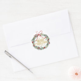 Feestelijke Kerstkranssticker Ronde Sticker