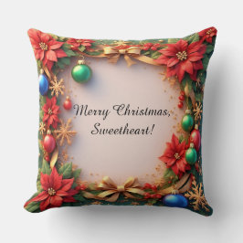 Feestelijke kerstlijst met poinsettia's kussen