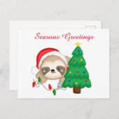 Feestelijke kerstluiaard voeg groet toe feestdagenkaart (Voorkant / Achterkant)