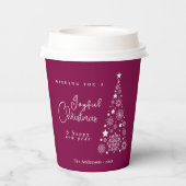 Feestelijke Kerstmagenta Papieren Bekers (Achterkant)