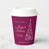 Feestelijke Kerstmagenta Papieren Bekers (Voorkant)