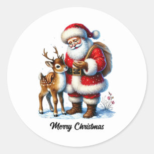 Feestelijke Kerstman aanpasbaar Ronde Sticker