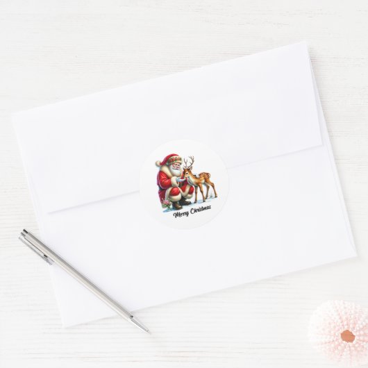 Feestelijke Kerstman aanpasbaar Ronde Sticker (Envelop)