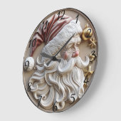 Feestelijke kerstman beeldhouwwerk versierd met or grote klok (Hoek)