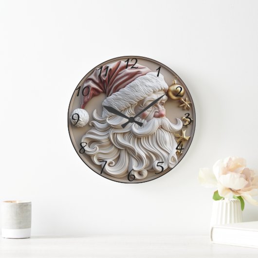 Feestelijke kerstman beeldhouwwerk versierd met or grote klok (Huis)