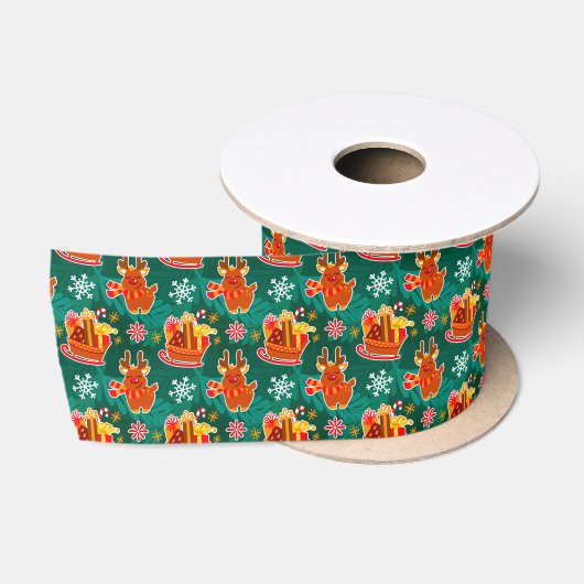 Feestelijke Kerstman Cacao Satijnen Lint (Spoel)