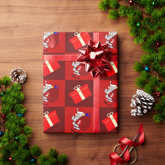 Feestelijke Kerstman & Cadeaudoos Kerstmis Cadeaupapier (Feestdagen Geschenken)