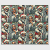 Feestelijke Kerstman Cadeaupapier (Vlak)